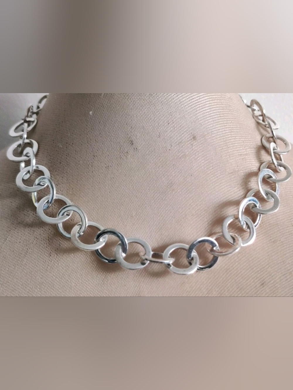 Interlocking Sterling Silver 925 Chocker Necklace By designer David Sigal - Picture 9 of 10